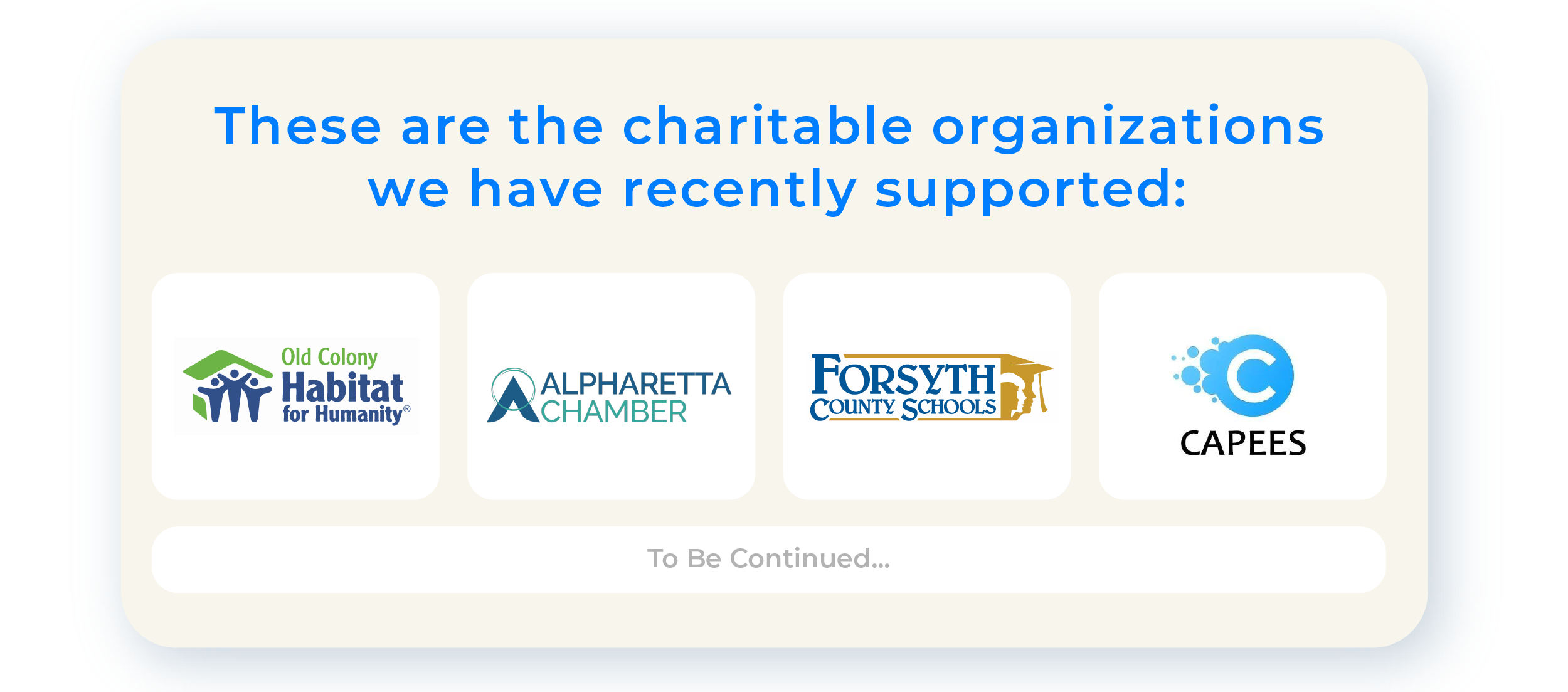 Supported organizations